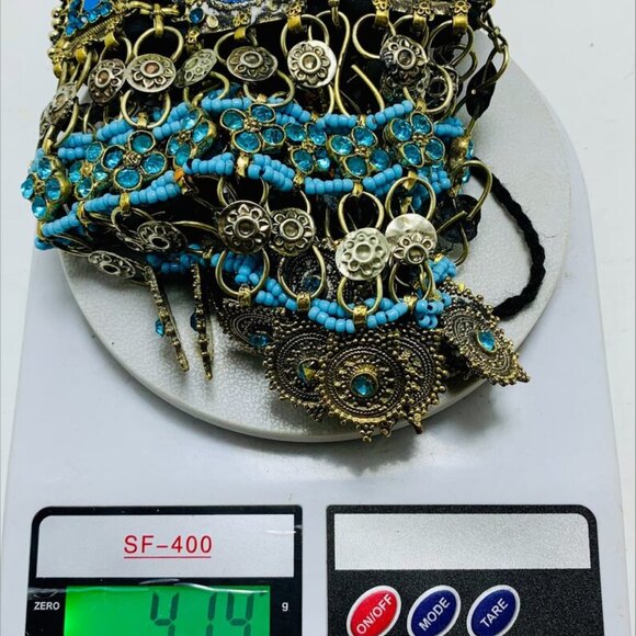 Turquoise Choker Necklace, Tribal Kuchi Afghan Choker With Turquoise Glass Stone - Picture 9 of 12